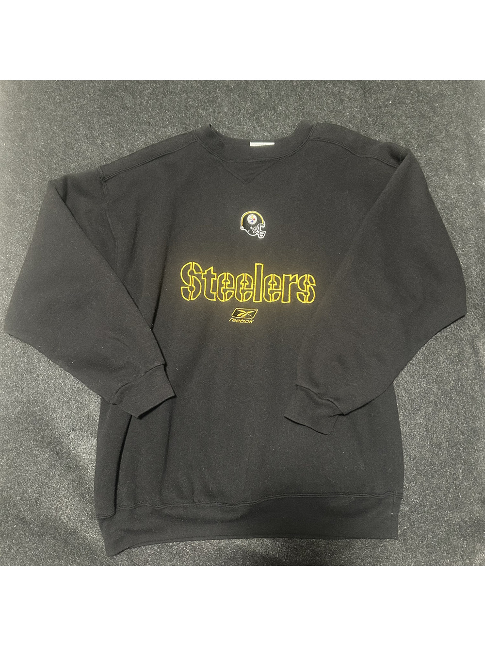 Vintage Reebok NFL Pittsburgh Steelers Blk Embroidered Crewneck Sweatshirt Large